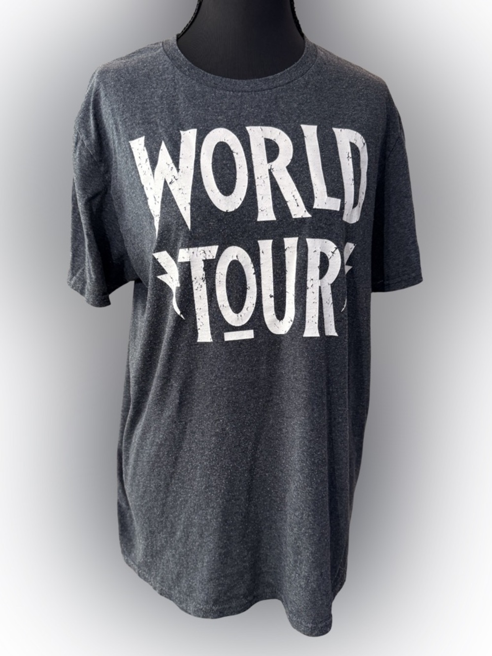Women’s World Tour Graphic Tee - Charcoal with White Print Size Medium